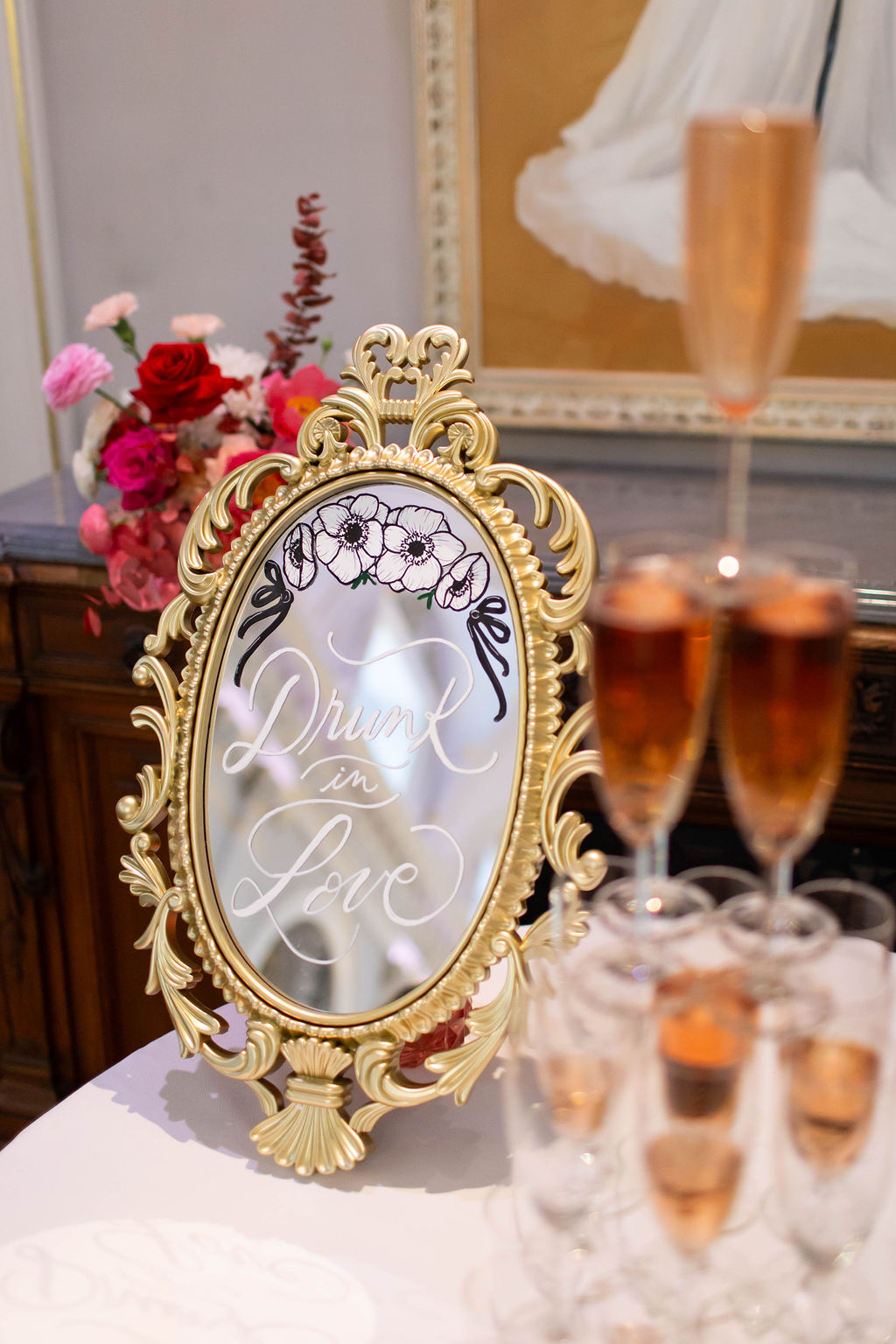 Calligraphy Switzerland wedding welcome mirror  Sanda letter