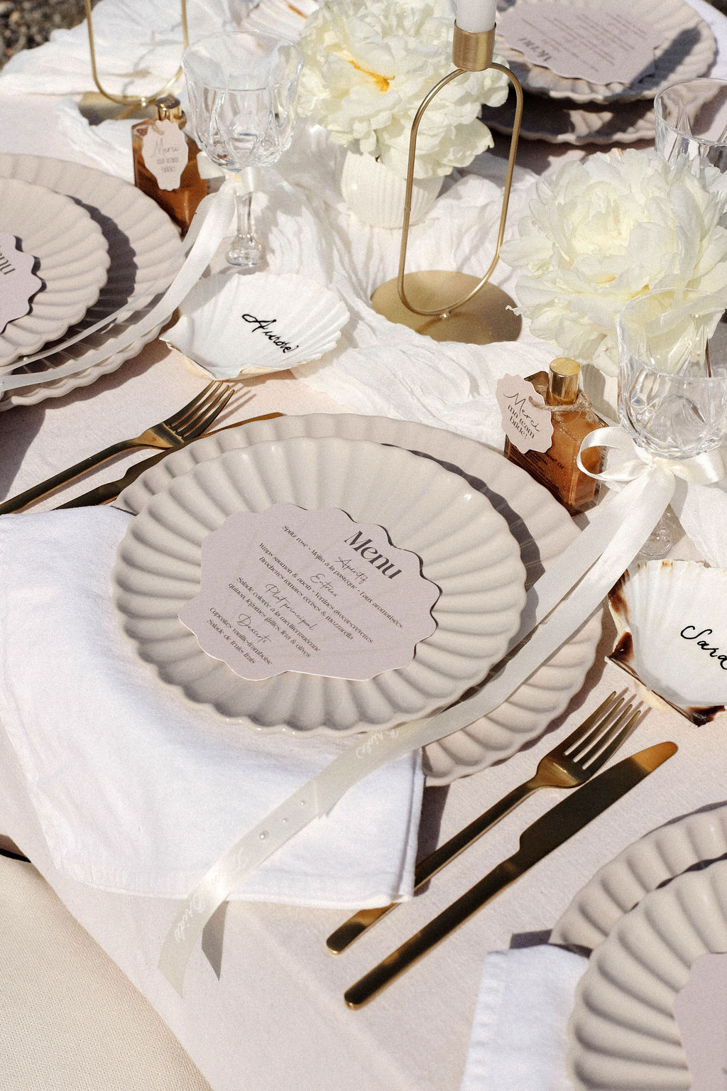 Coquillage marque places et table