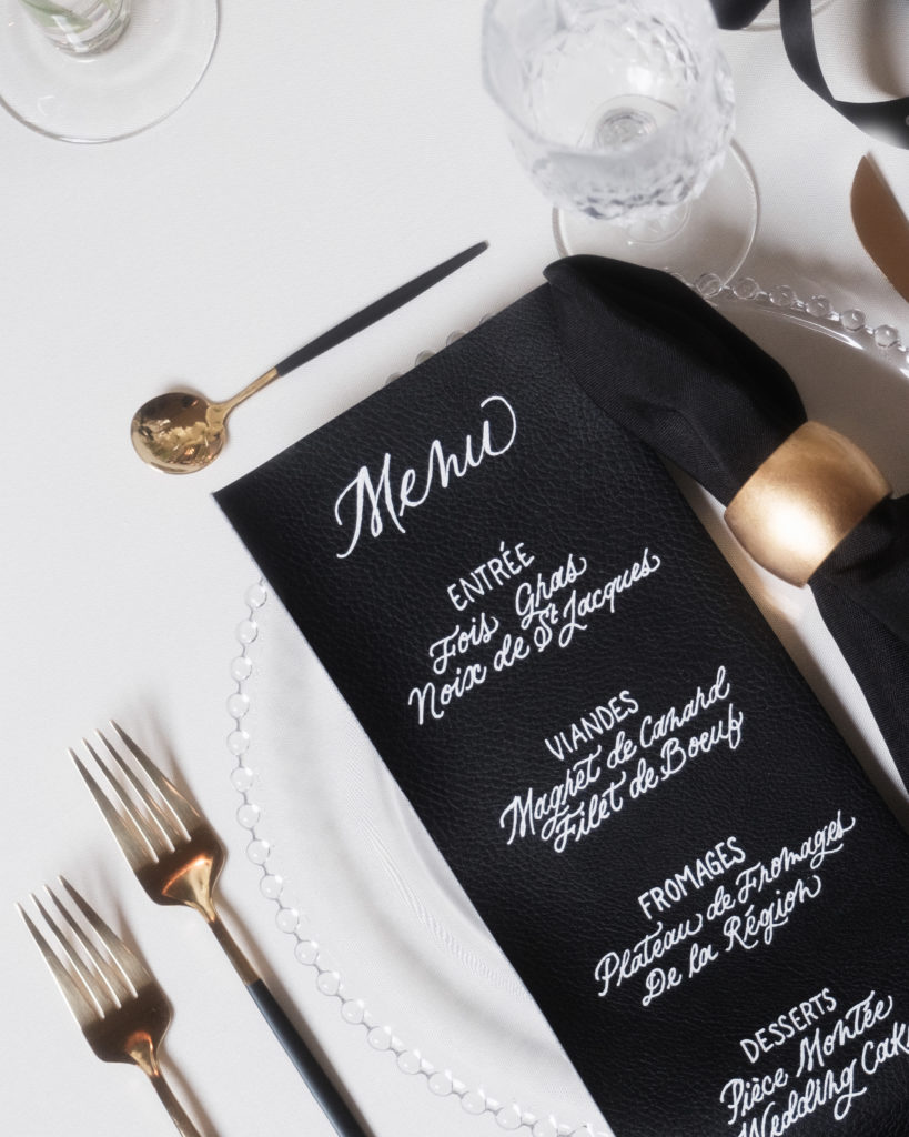 Sanda Letter_Engraver & Calligrapher in Switzerland_HOT FOIL_leather menus