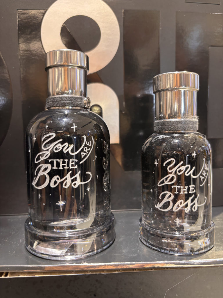 Sanda Letter_Engraver & Calligrapher in Switzerland_ENGRAVING - Parfum gravure - Hugo boss you are the boss