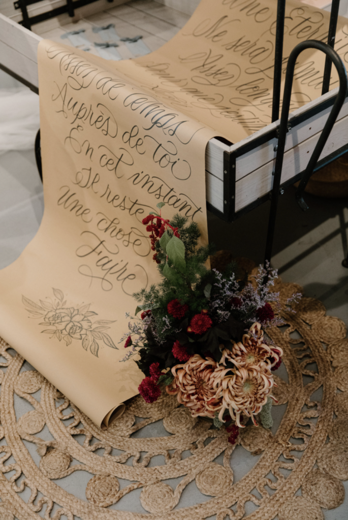 Sanda Letter_Engraver & Calligrapher in Switzerland_WELCOME SIGN_Caft paper text